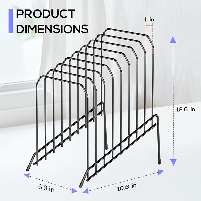 Incline Metal Desk Magazine Folder Holder, Sorter Desk File Organizer with 8-Section Vertical Compartments Rack File Organizer for Office, Home, School (2 Pack)