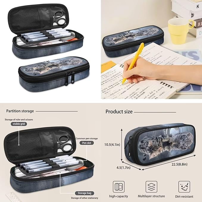 Cat Tiger Backpack for Girls with Lunch Box Pencil Purse 3-5 6-8 10-12 Kids School Bag Children Schoolbag Elementary Kindergarten Preschool Bookbag Water Bottle Sleeve