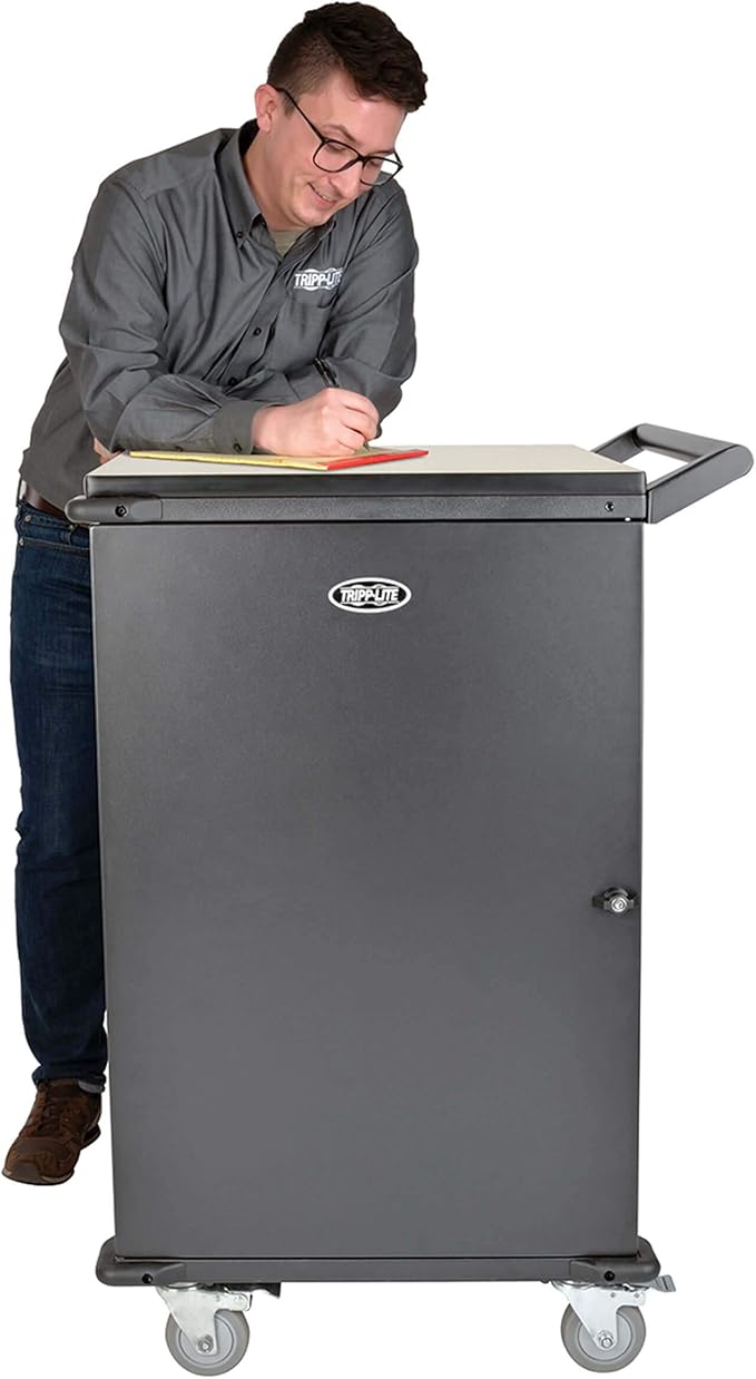 Tripp Lite 45-Port AC Mobile Charging Cart Storage Station for Chromebooks, iPads, Laptops, Tablets, Black (CSC45AC)