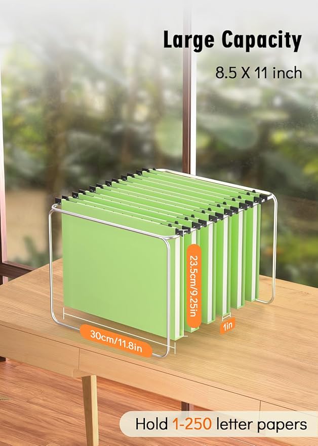 Extra Capacity Plastic Hanging File Folder, 12 Pack Reinforced Hang Folders Letter Size, Heavy Duty 1 Inch Expansion Filing Cabinet Folders, for Bulk Files, Medical Charts, Mustard Green