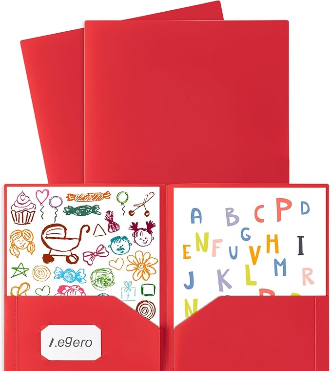 Plastic Folders with Pockets (7 Pack, SkyBlue), Durable Heavy Duty File Folders with Business Card Slot, 2-Pocket Folder for Schoolwork & Office,Letter Size