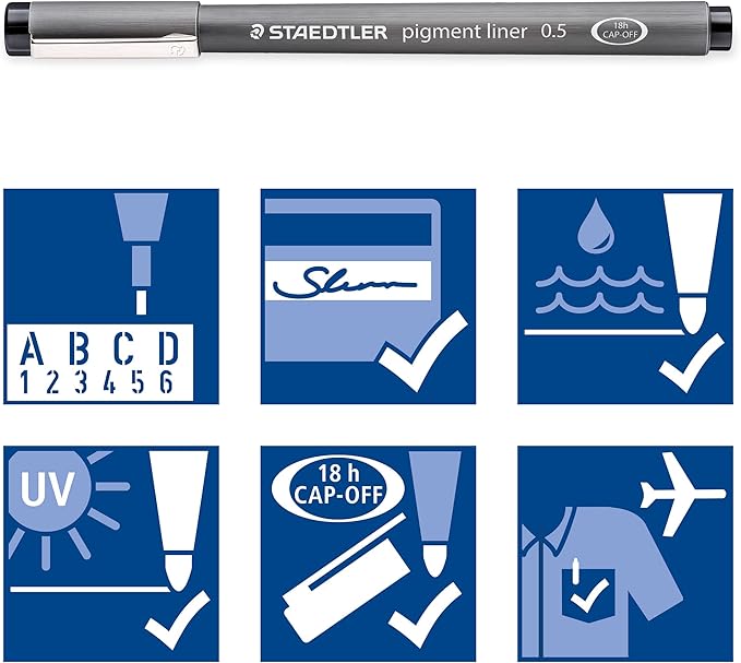 STAEDTLER Pigment Liner Bonus Sketch Set of 6 Liners for the Regular Price of 4(2 free), 308 SB6P