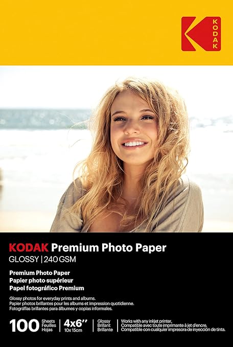 Kodak photo paper 4 x 6 glossy, 100 count 66 lb - 240 g/m (41175-9891181) THIS PRODUCT IS NOT COMPATIBLE WITH THE KODAK DOCK PRINTER"
