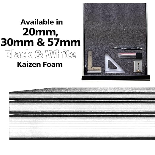FastCap Kaizen Foam Sheet for Tool Organizers and Storage - Perfect for Professional Contractors and Technicians - 30mm Thickness, 2' x 4' Sheet Size, Black & White