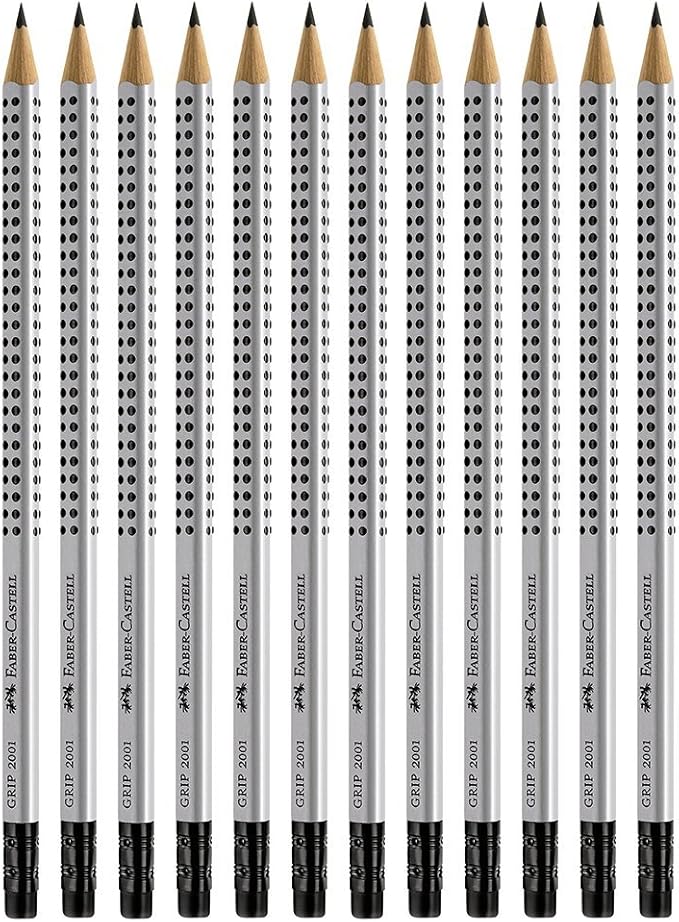 Faber-Castell Grip Graphite Pencils with Erasers – No. 2.5, 8mm, Drawing Pencils for Kids, Sketch Pencils, Art Pencils for Drawing and Shading (12 Count)