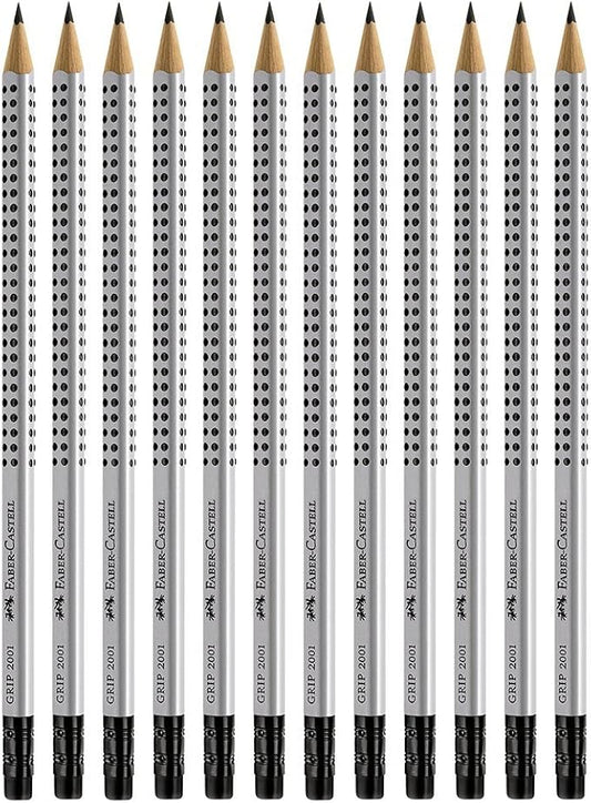 Faber-Castell Grip Graphite Pencils with Erasers – No. 2.5, 8mm, Drawing Pencils for Kids, Sketch Pencils, Art Pencils for Drawing and Shading (12 Count)