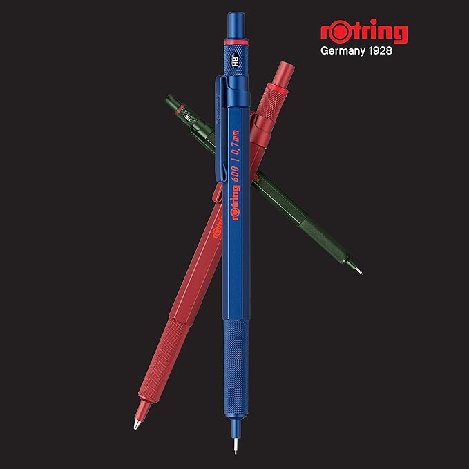 rOtring 600 Full-Metal Body 0.7mm Mechanical Pencil, Black, for Precise Ruler-Based Drawing