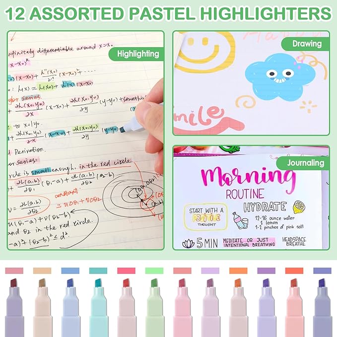 54 PCS Aesthetic School Supplies, Stationery Essentials Set with Large Pen Case, Mechanical Pencils & Gel Pens with Refills, Markers, Erasers, Highlighters, Sticky Notes, Correction Tapes (Green)