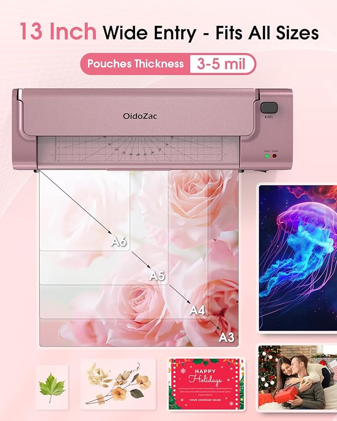 13 Inch Laminator Machine, A3 Personal Laminator Kit for Teachers with 20 Laminating Sheets, Hot Cold Thermal Lamination 11x17 with Anti-Bend Plate, ABS Anti-Jam & 20dB Quiet for Home Office School