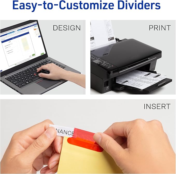 Avery Insertable Dividers for 3 Ring Binders, 8 Tabs per Set, Multicolor Big Tabs, Buff Paper with Gold-Reinforced Holes, Great for Organizing Reports, Projects, and More (48 Sets of 11111)