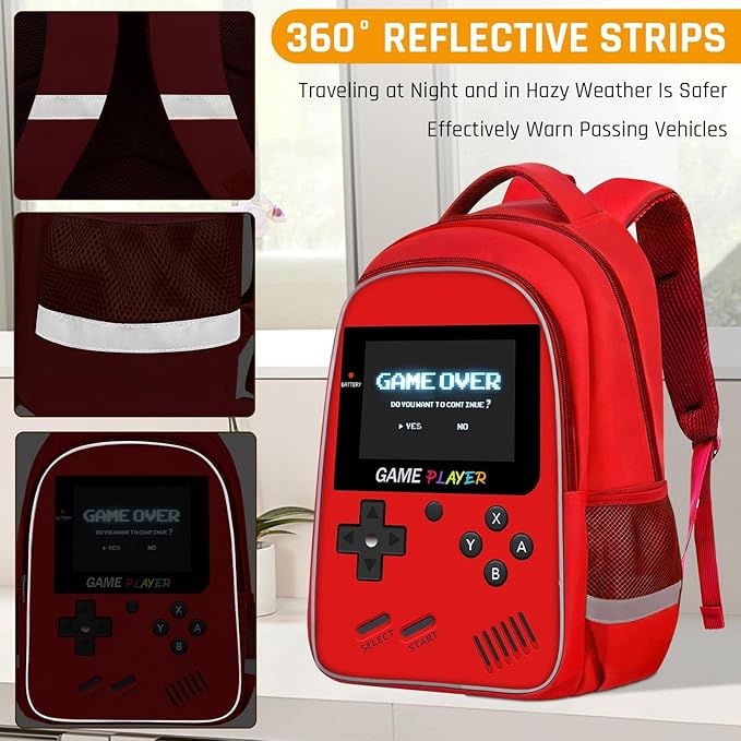 School Backpack For Boys - Gamer Boys Backpack For Kids Children Teens Elementary Middle School - Ages 6-18，17″