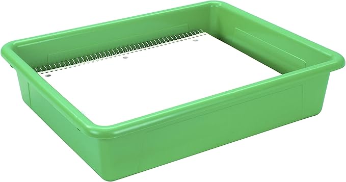 Storex Letter Size Flat Storage Tray – Organizer Bin for Classroom, Office and Home, Green, 5-Pack (62520A05C)