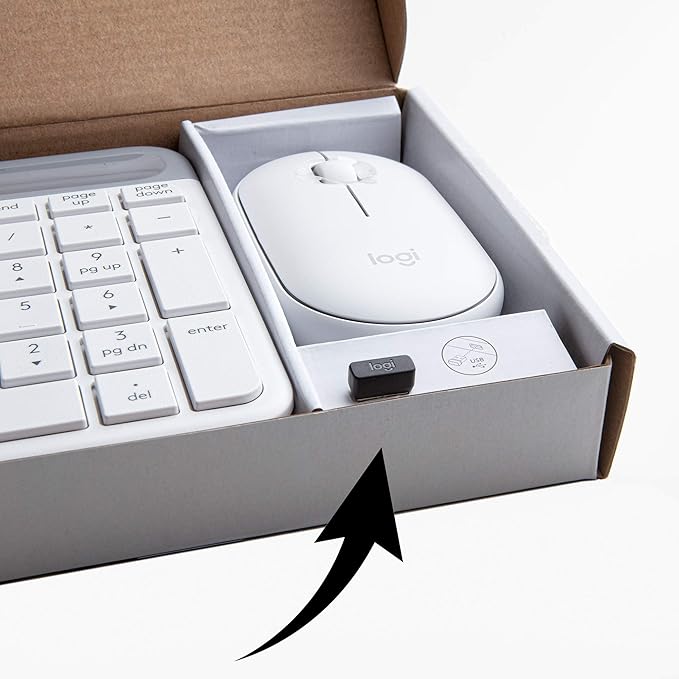 Logitech MK470 Ultra Slim Minimalist Wireless Keyboard Mouse Combo Off White