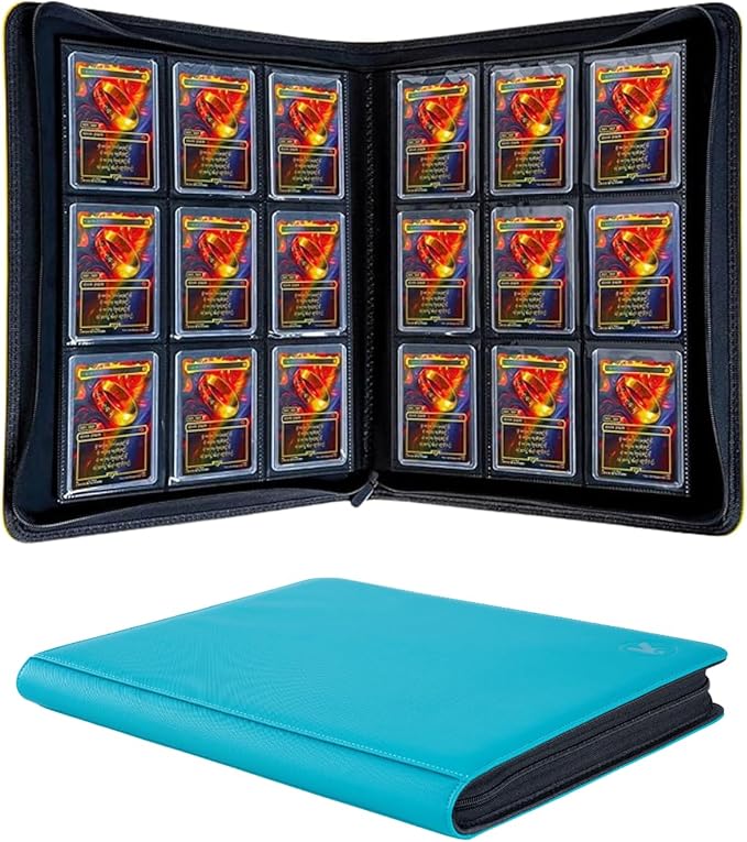 Top loader Binder - Holds 288+ Top Loaders for Cards, 9 Pocket Top Loader Binders with Sleeves for 3" x 4" Rigid Card Holders for Baseball, Football and other standard card(Blue)