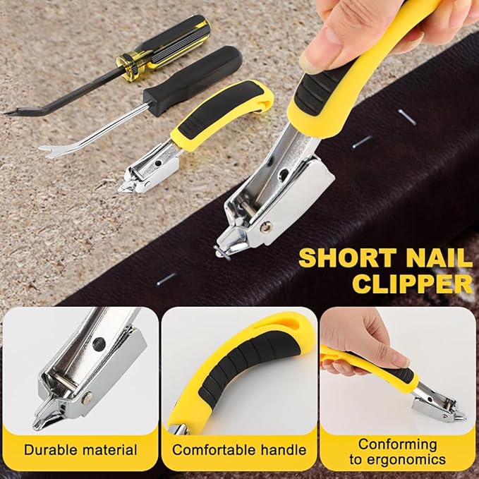 Upholstery Staple Remover Heavy Duty Staple Puller for Removing Carton Construction Upholstery Staples with Double Pronged Head for Furniture, Carpet, Carton, Floor 3 Pcs