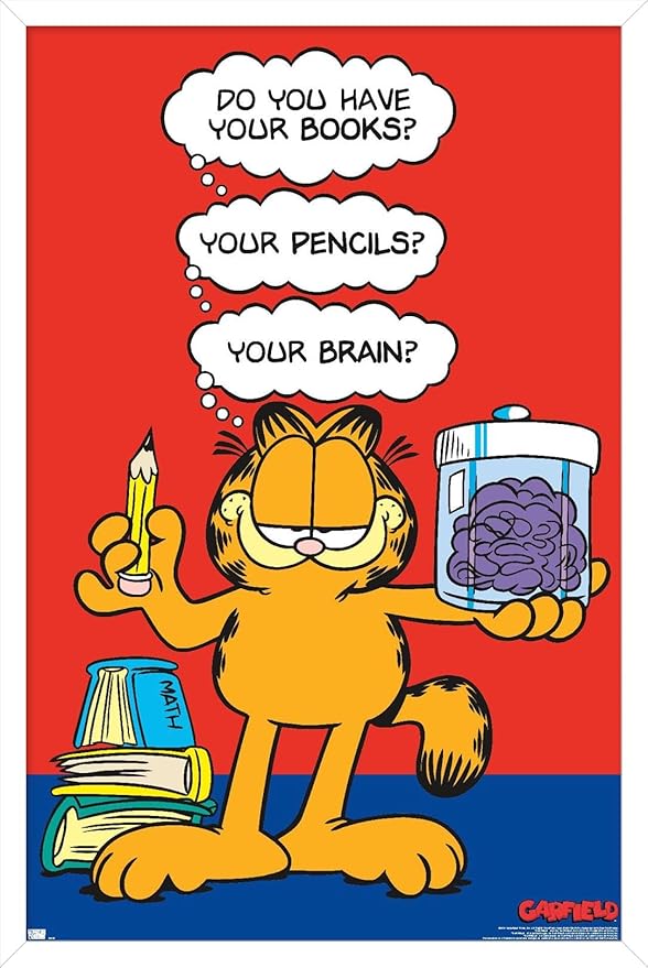 Garfield - Brain Wall Poster, 22.4L" x 14.7W", White Framed Version