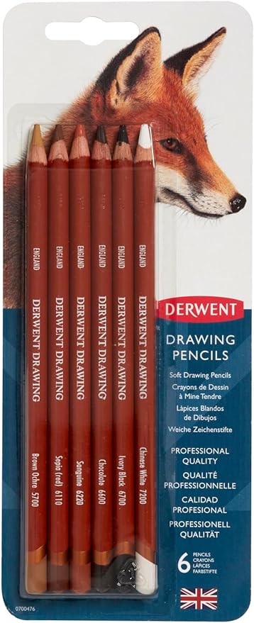 Derwent Colored Drawing Pencils, 5mm Core, Pack, 6 Count (0700476)
