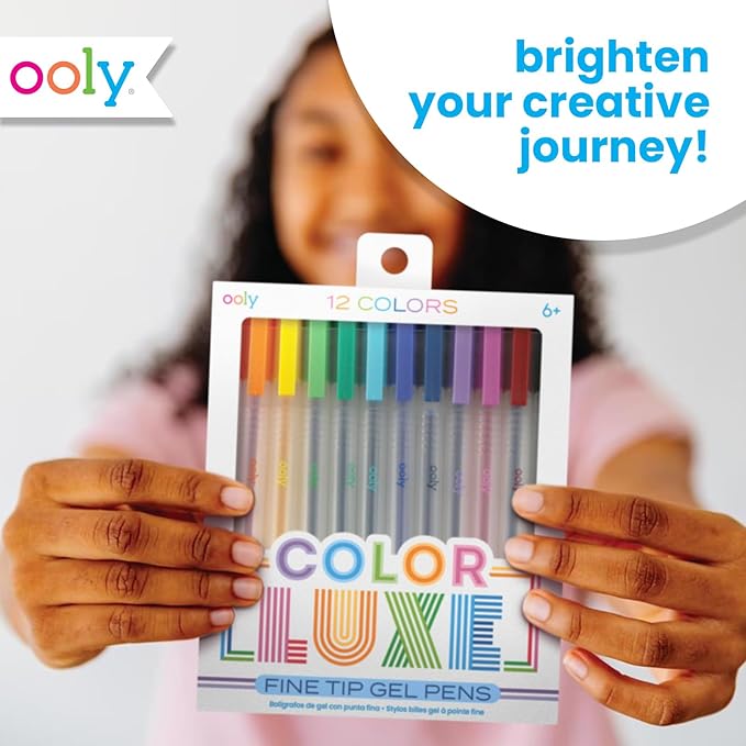 Ooly Color Luxe Gel Pen, Set of 12, Coloring, Drawing, and Notetaking Gel Pens, Great for Journaling, Scrapbooking, and any Adult Coloring Book, Colored Pens for Work, School Supplies