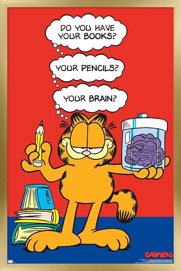 Garfield - Brain Wall Poster, 34L" x 22.4W", Gold Framed Version