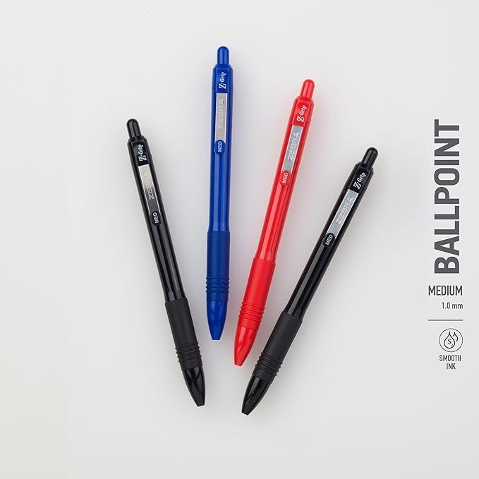 Zebra Pen Z-Grip Recycled Retractable Ballpoint Pens,1.0mm, Red Ink, Durable Metal Clip, 68% Recycled (GRS Certified; Global Recycled Standards), School & Office Supplies, 12-Pack (20630)