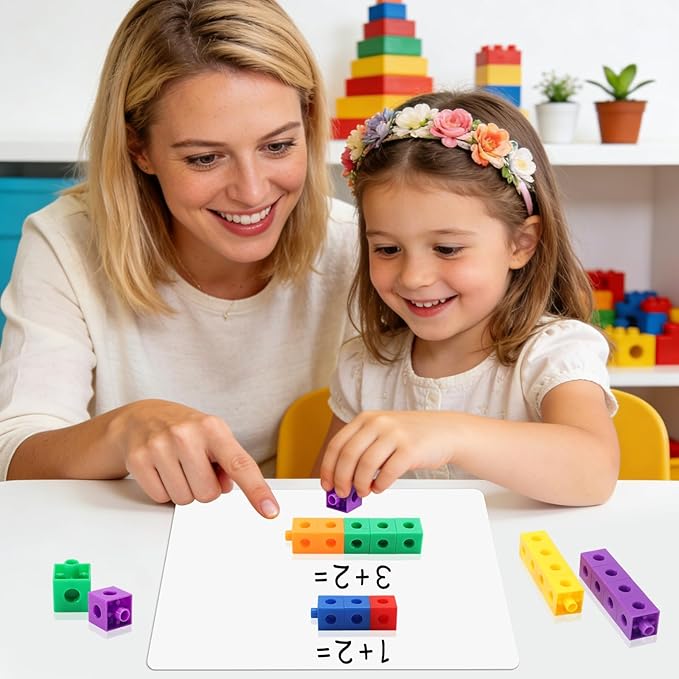 100 Pcs Math Linking Cubes - 10 Colors Connecting Counting Snap Blocks, Math Manipulatives for Early Math & Construction, Educational Toy for Preschool, Kindergarten, Homeschool