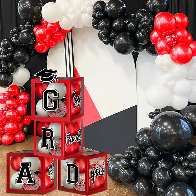 2026 Graduation Decorations, Red And Black Graduation Decorations 2026 Arch Kit Boxes With Letters 2026 Grad for Middle School High School College ect.