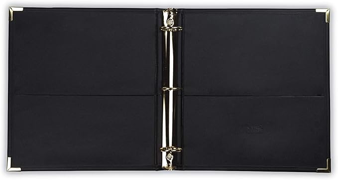 Samsill Classic Collection Leather 3 Ring Binder, Executive Presentation Portfolio, 1.5 Inch (Holds 325 Sheets), Brass Round Ring, Black