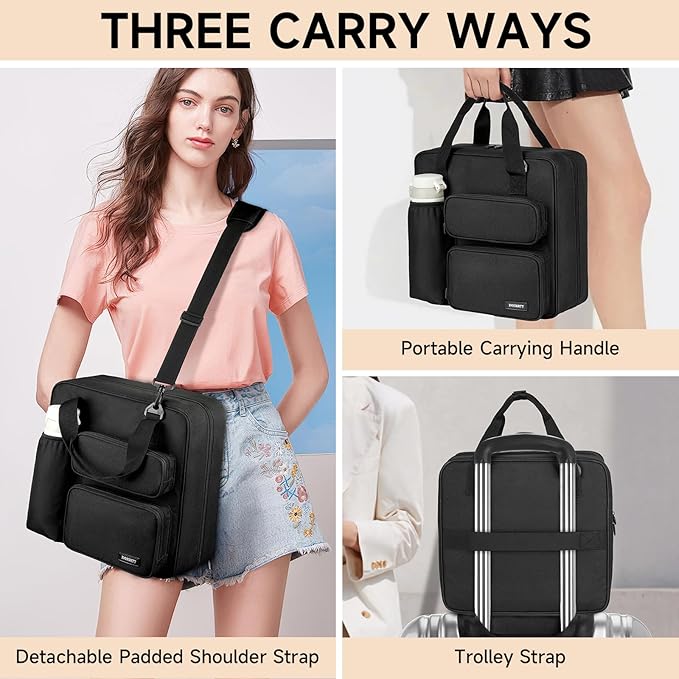Zipper Binder 3 Ring, 500 Sheets Capacity, Binder 2 Inch with Shoulder Strap Fits 13 Inch Laptop for School and Office,Black
