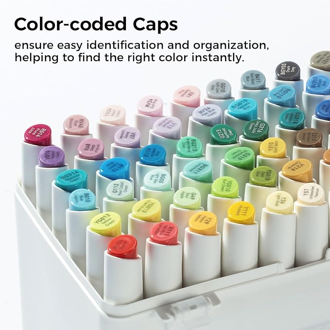 Ohuhu Alcohol Markers Double Tipped Slim Broad and Fine Art Marker for Artists Adult Coloring Drawing Landscape Sketch - 60 Colors Kaala Markers Refillable Art Pen Gift