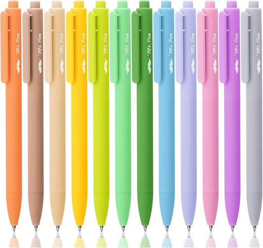 Mr. Pen- Retractable Gel Pens, 12 Pack, Light Vintage Ink Colors Gel Pens Fine Point, Fast Dry