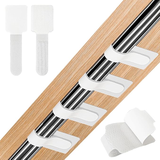36PCS Cable Organizer Hook and Loop Cable Ties, Self Adhesive Hook and Loop Cable Straps Sticky-back Cable Management Cord Organizer Cable Clip for Household & Office Essentials (White*36)