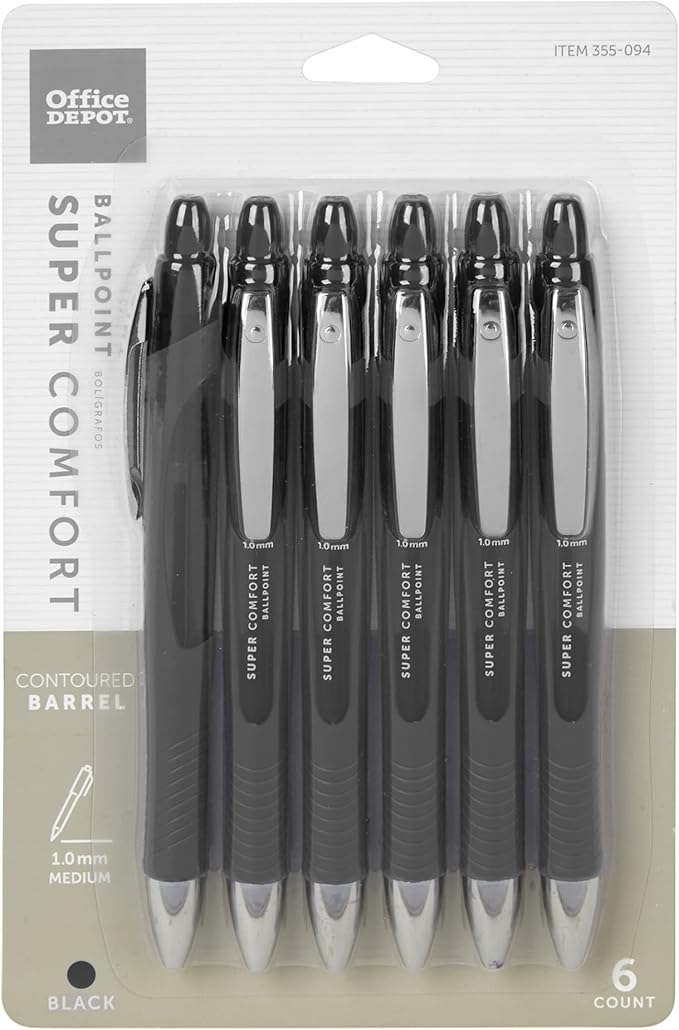 Office Depot Onpoint Ballpoint Pens Back of 6