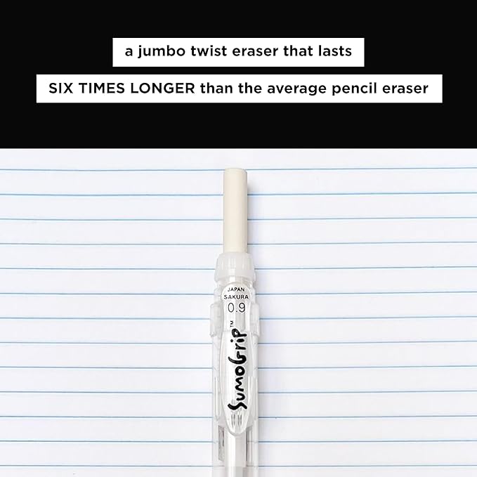 SAKURA SumoGrip Pencil with Comfort Grip - 0.7 mm Ergonomic Mechanical Pencil - Clear Gray - 3 Pack