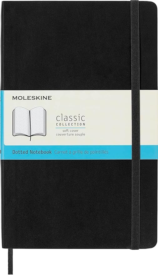 Moleskine Classic Notebook, Soft Cover, Large (5" x 8.25") Dotted, Black, 192 pages