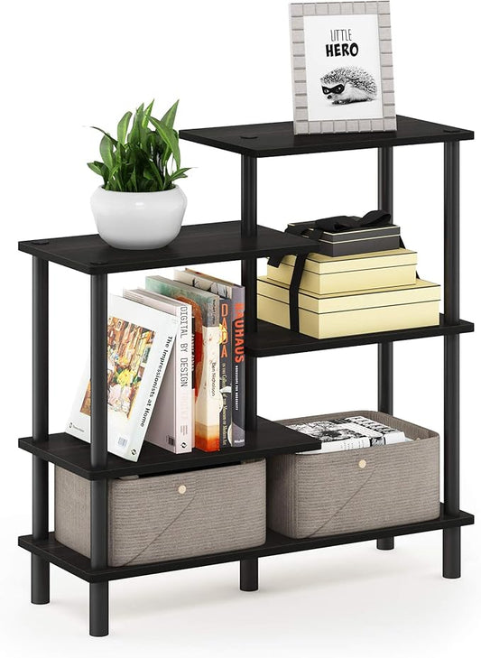 Furinno Turn-N-Tube 5-Tier Accent Display Rack, Espresso/Black
