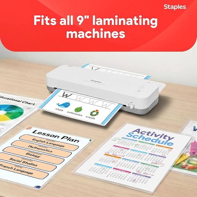 Staples Thermal Laminating Pouches, Letter Size, 9 x 11.5 Inches, 3 Mil, 200/Pack, for Office & School Use