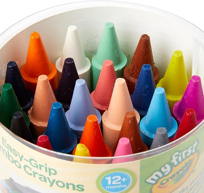 CRAYOLA MyFirst Jumbo Crayons - Assorted Colours (Pack of 24), Easy-Grip Colouring Crayons Perfect for Toddlers Hands, Ideal for Kids Aged 12+ Months