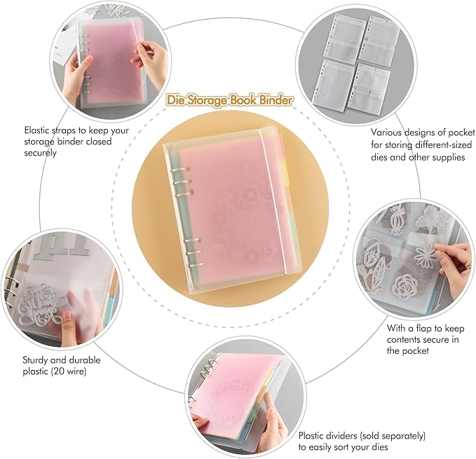 BAOFALI 11PCS A5 Size Dividers for 6 Ring Binder,with Reinforced Edge and 20Tabs,Paper Index Divider Category Page Tab Indexing Cards Die and Stamp Storage Folder
