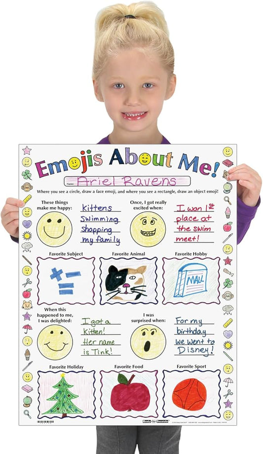 Really Good Stuff Ready-to-Decorate Emojis About Me Posters - 24 Posters