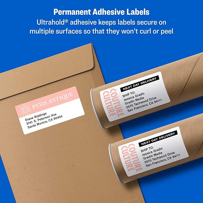 Avery Printable Shipping Labels with Sure Feed,3-1/3" x 4",White,600 Blank Mailing Labels for Laser Printers (5164),(Pack of 5)