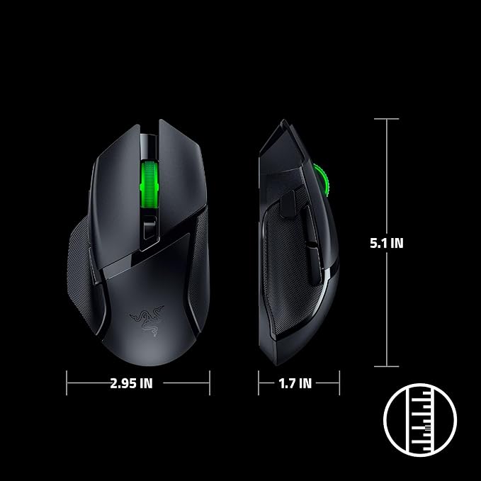 Razer Basilisk V3 X HyperSpeed Customizable Wireless Gaming Mouse: Mechanical Switches Gen-2-5G Advanced 18K Optical Sensor - Chroma RGB - 9 Programmable Controls - Classic Black (Renewed)