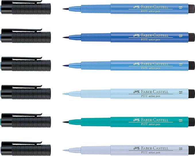 Faber-Castell Pitt Artists Shades of Blue Pen Brush (Wallet of 6)