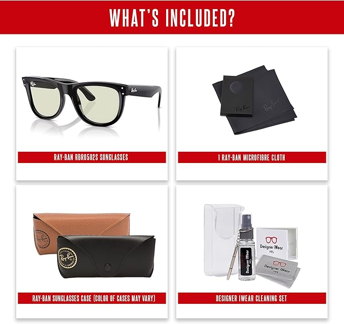 Ray-Ban Wayfarer Reverse RBR0502S Square Sunglasses for Men for Women +BUNDLE with ACCESSORY EYEWEAR KIT