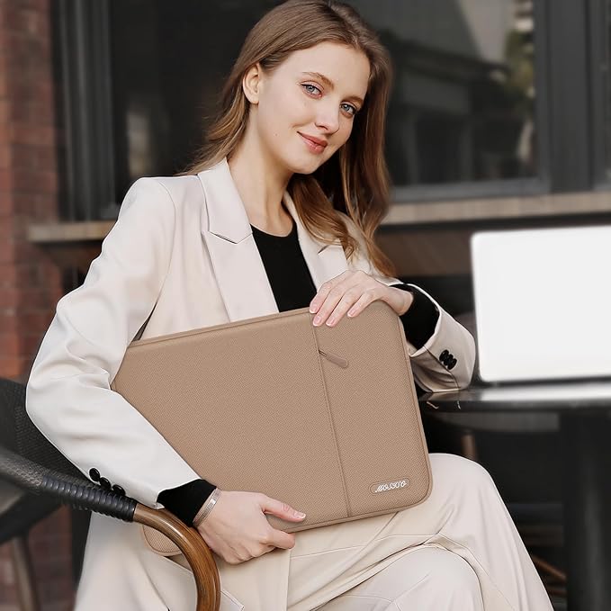 MOSISO Laptop Case 15 inch, 15 inch Laptop Sleeve Compatible with MacBook Air 15 M4 A3241 M3 A3114 M2 A2941 2025 2024 2023,Dell XPS 15,Polyester Vertical Computer Sleeve Bag with Pocket, Bronze Brown