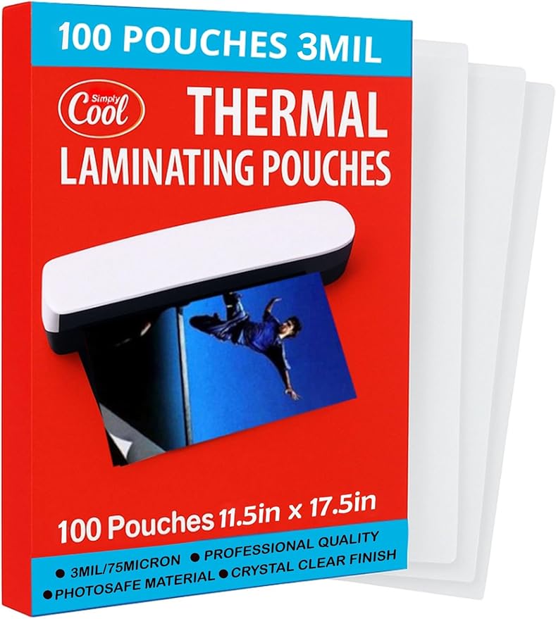 3MIL Thermal Laminating Sheets (100 Count) 11.5x17.5 inch, Legal Size Dry-Erase Friendly Laminating Pouches, Compatible with Laminator, Crystal Clear Laminated Finish