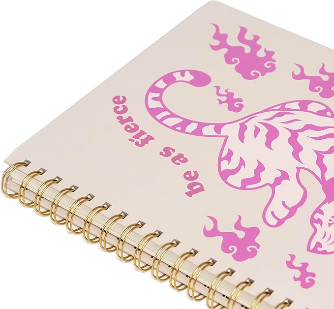 Pearhead Spiral Hardcover Notebook 8x10 – Pink Tiger College-Ruled Writing Journal with 200 Lined Pages, Perforated Paper for School, Notes & Creative Writing