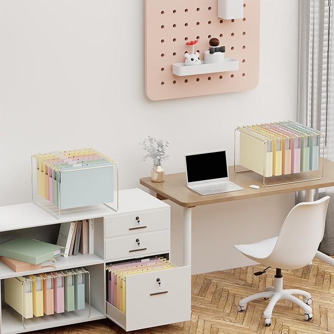 Plastic Hanging File Folders 1 Inch Expansion Letter Size,12 Pack Reinforced Heavy Duty Hang Folder with Tabs,Pastel Color Expandable Hanging Files with Side,File Cabinet Folders for School