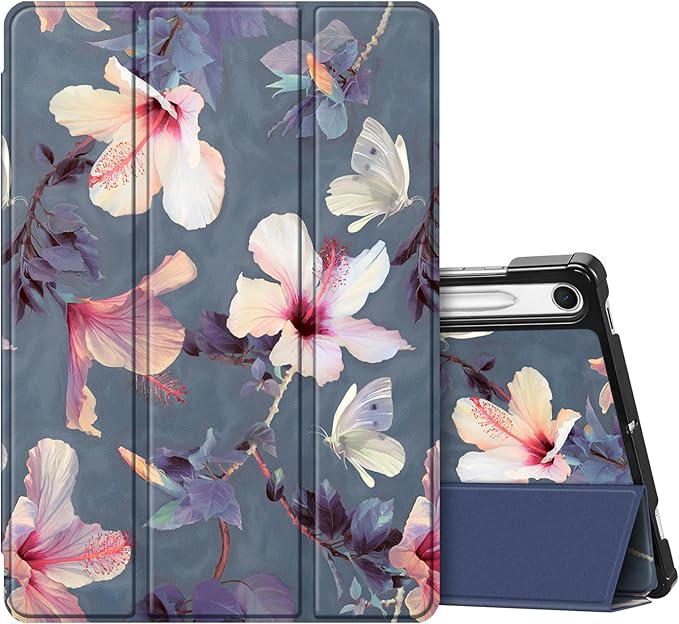 Fintie Slim Case for Samsung Galaxy Tab S10 Lite/ S10 FE/ S9 FE 5G 10.9 Inch/Tab S9 11 Inch with S Pen Holder, Ultra Thin Lightweight Tri-Fold Stand Cover with Auto Wake/Sleep, Blooming Hibiscus