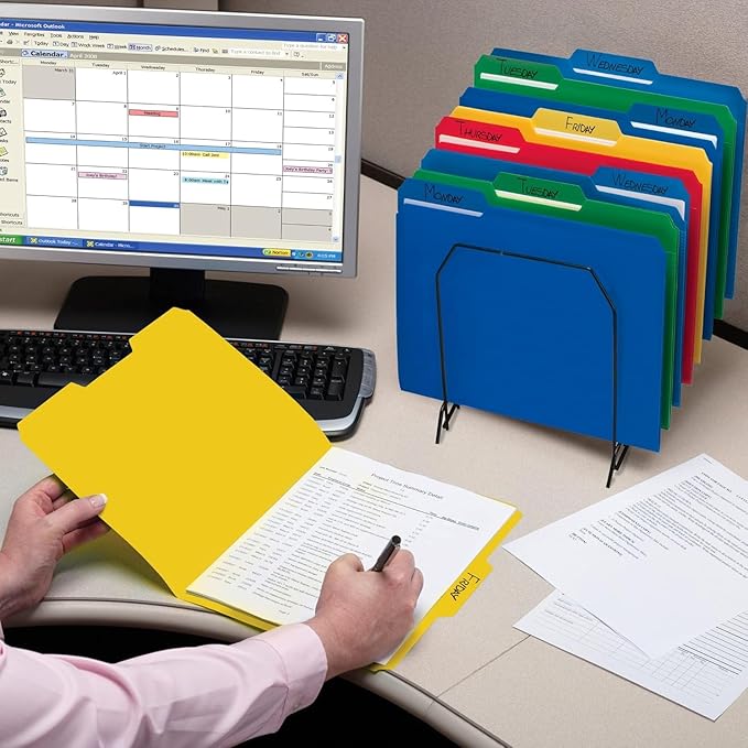 Smead File Folder, Poly Plastic, 1/3-Cut- Tab Letter Size File Folders, Assorted Primaty Colors, 48 Count (10505)