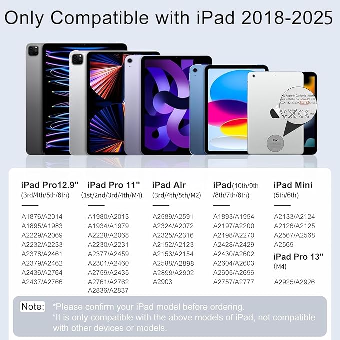 Stylus Pen for iPad 6th-11th Generation,Fast Charge Apple iPad Stylus Pencil with Palm Rejection,Compatible with 2018-2025 i Pad 6/7/8/9/10 Gen, Pro 13"/12.9"/11"/M4, Air 3/4/5/M2, Mini 5/6